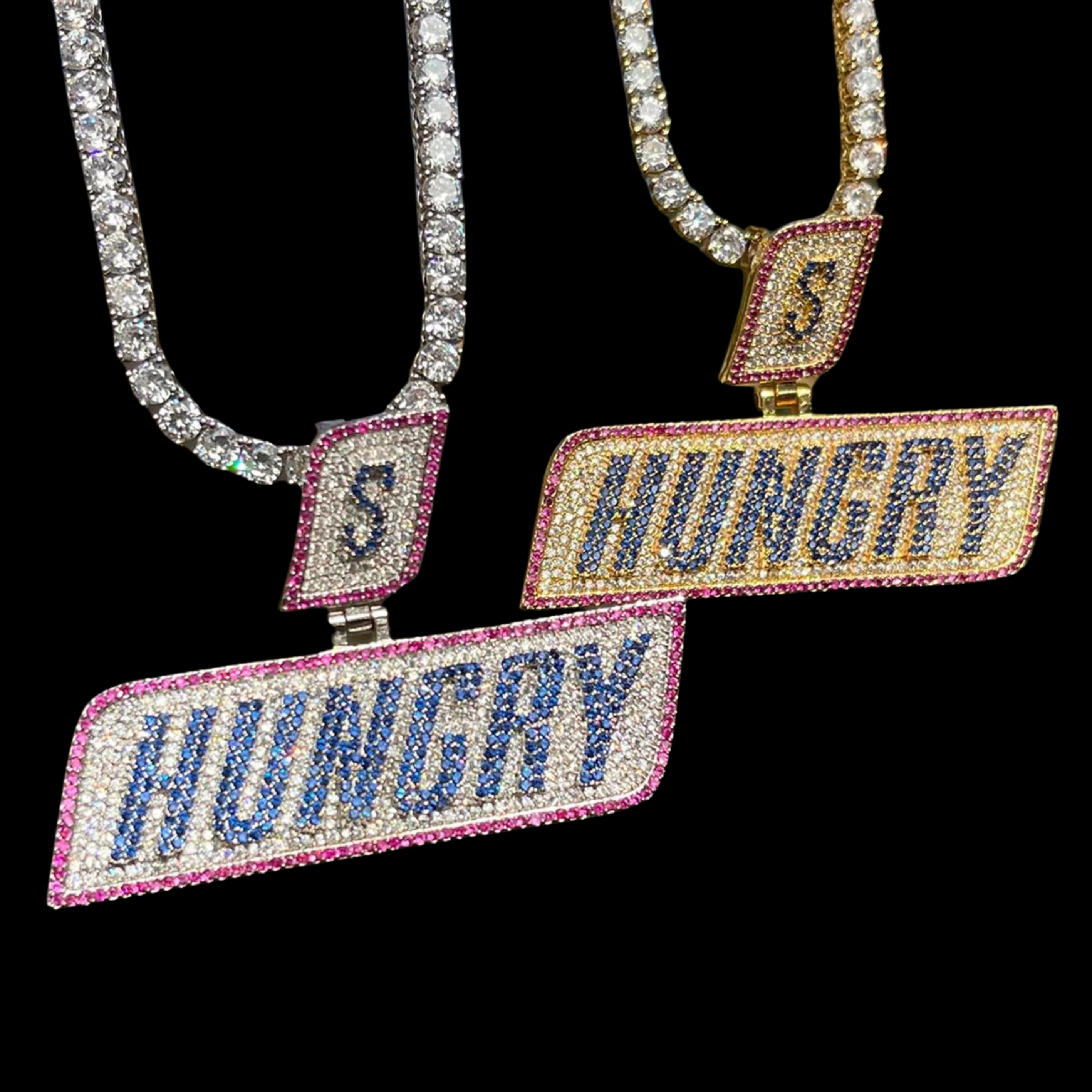 Iced Out "Hungry" Letter Diamond Pendant