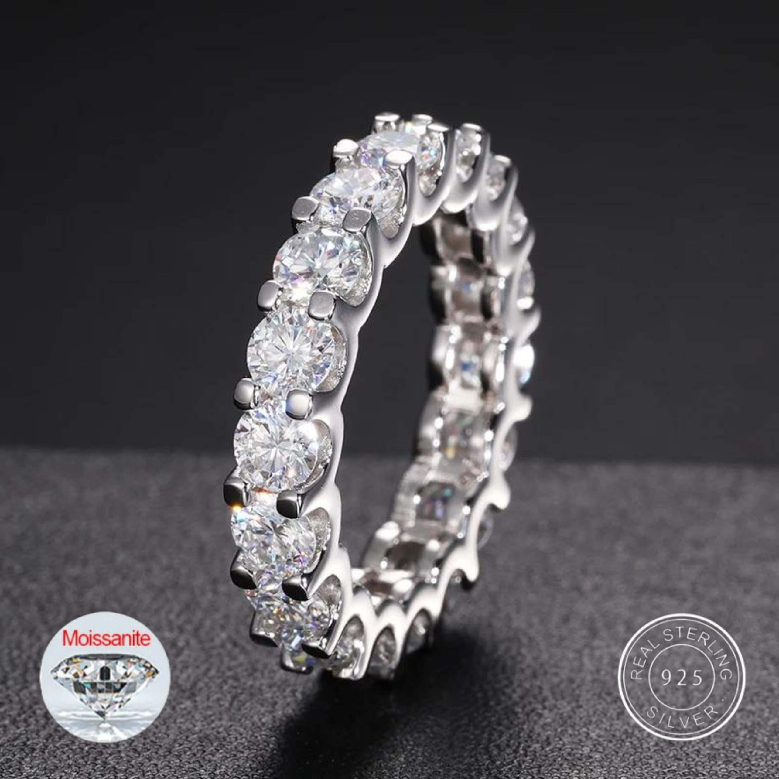 3mm S925 Moissanite Eternity Band Ring