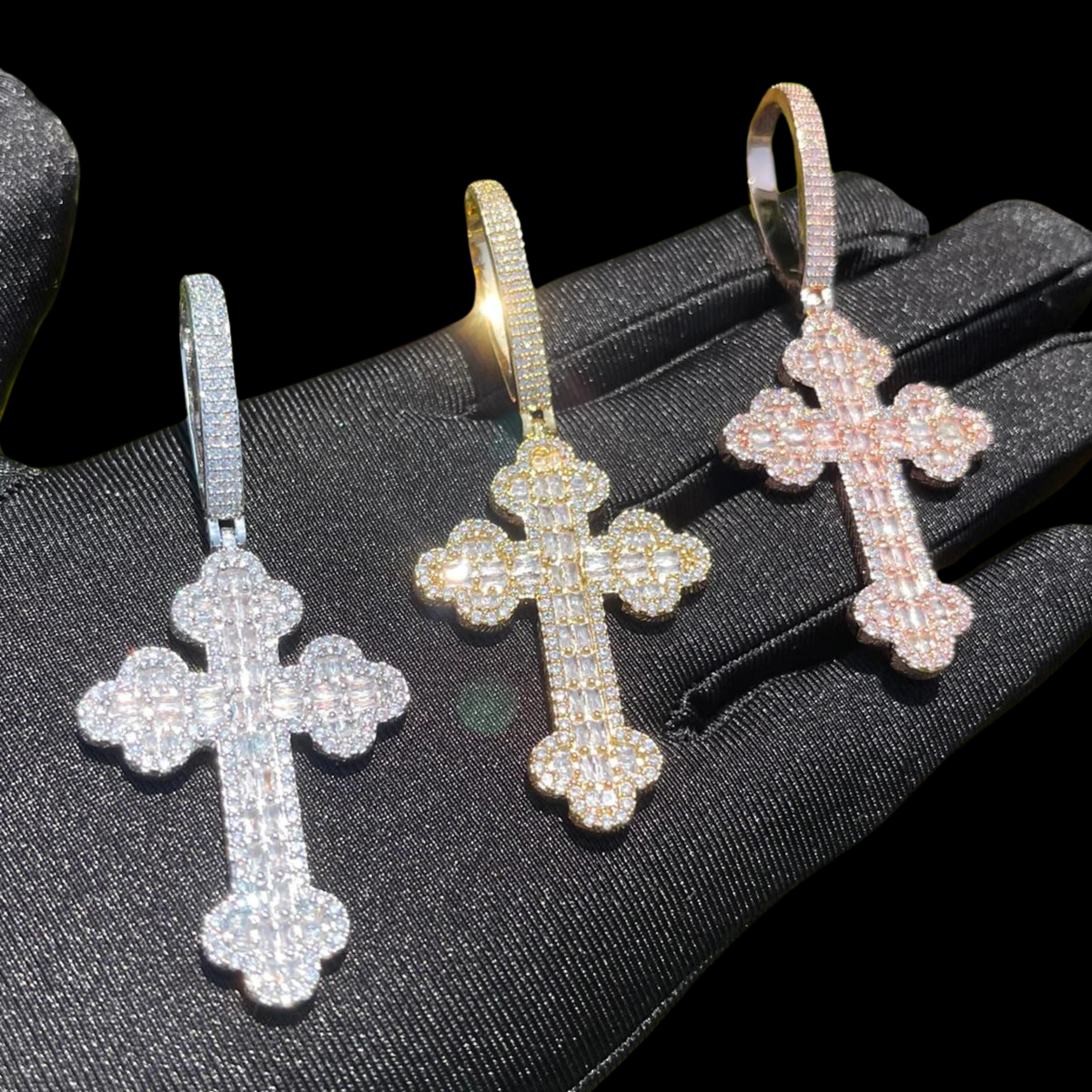 Baguette Bottoni Cross Pendant