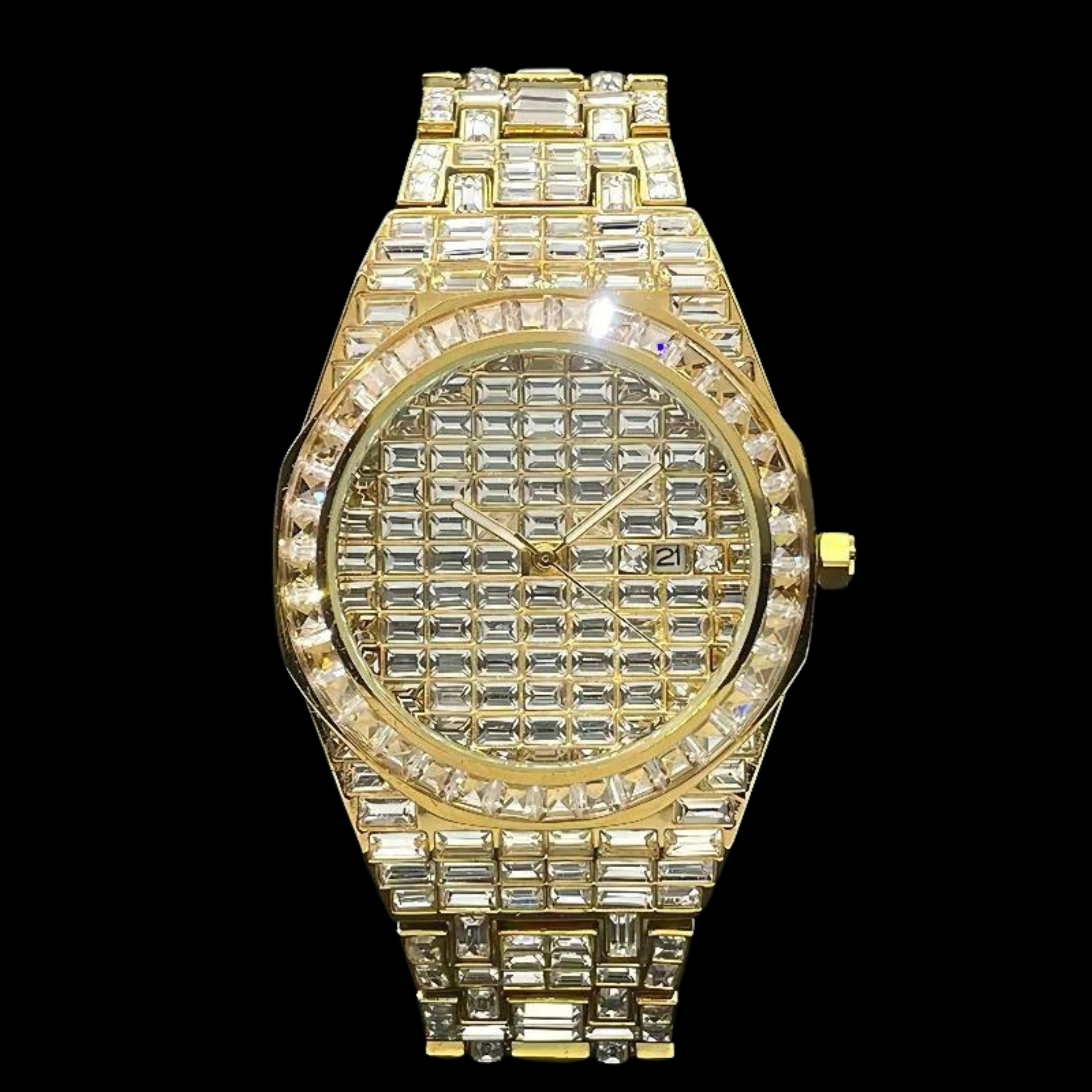 Iced Out Fully Octagon Baguette Curved Watch