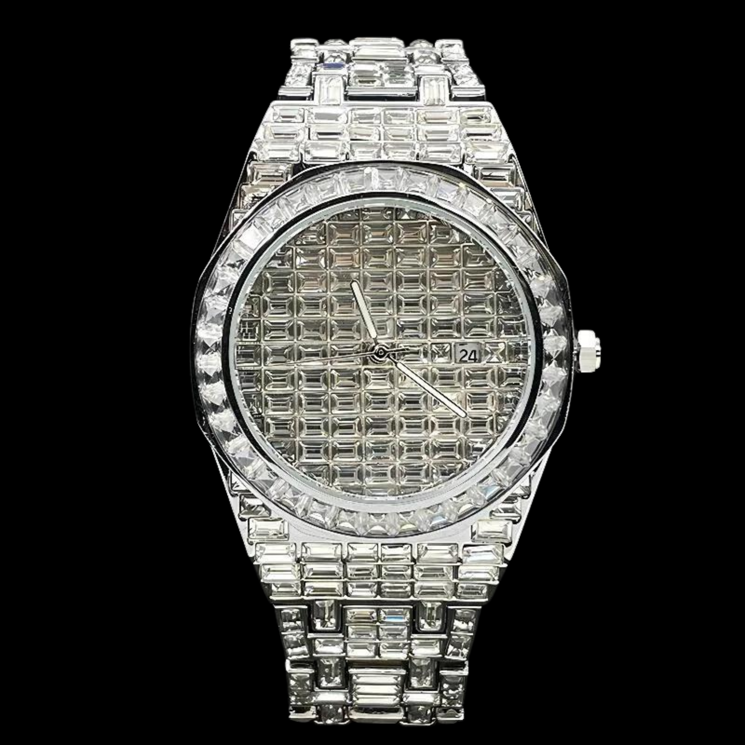 Iced Out Fully Octagon Baguette Curved Watch