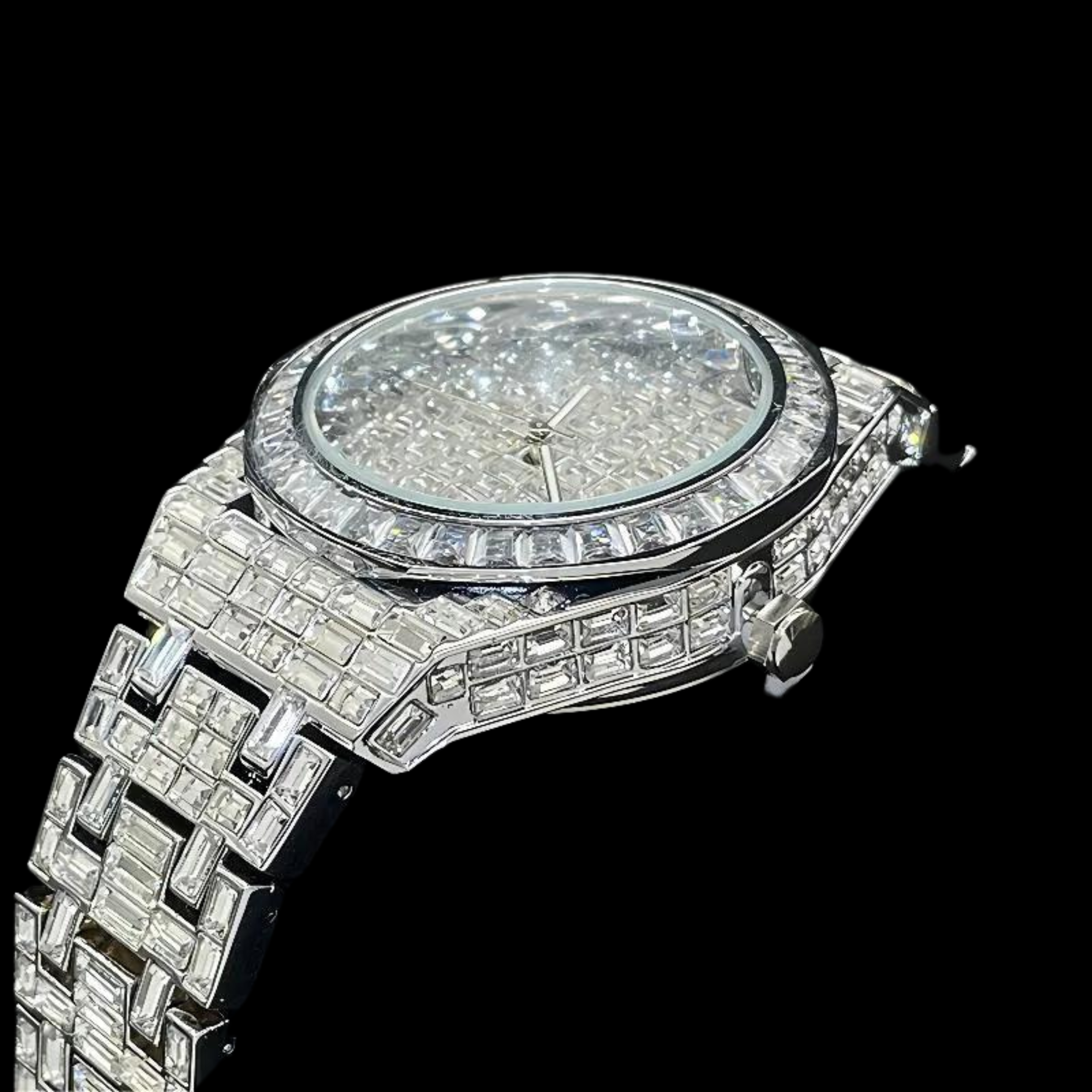 Iced Out Fully Octagon Baguette Curved Watch