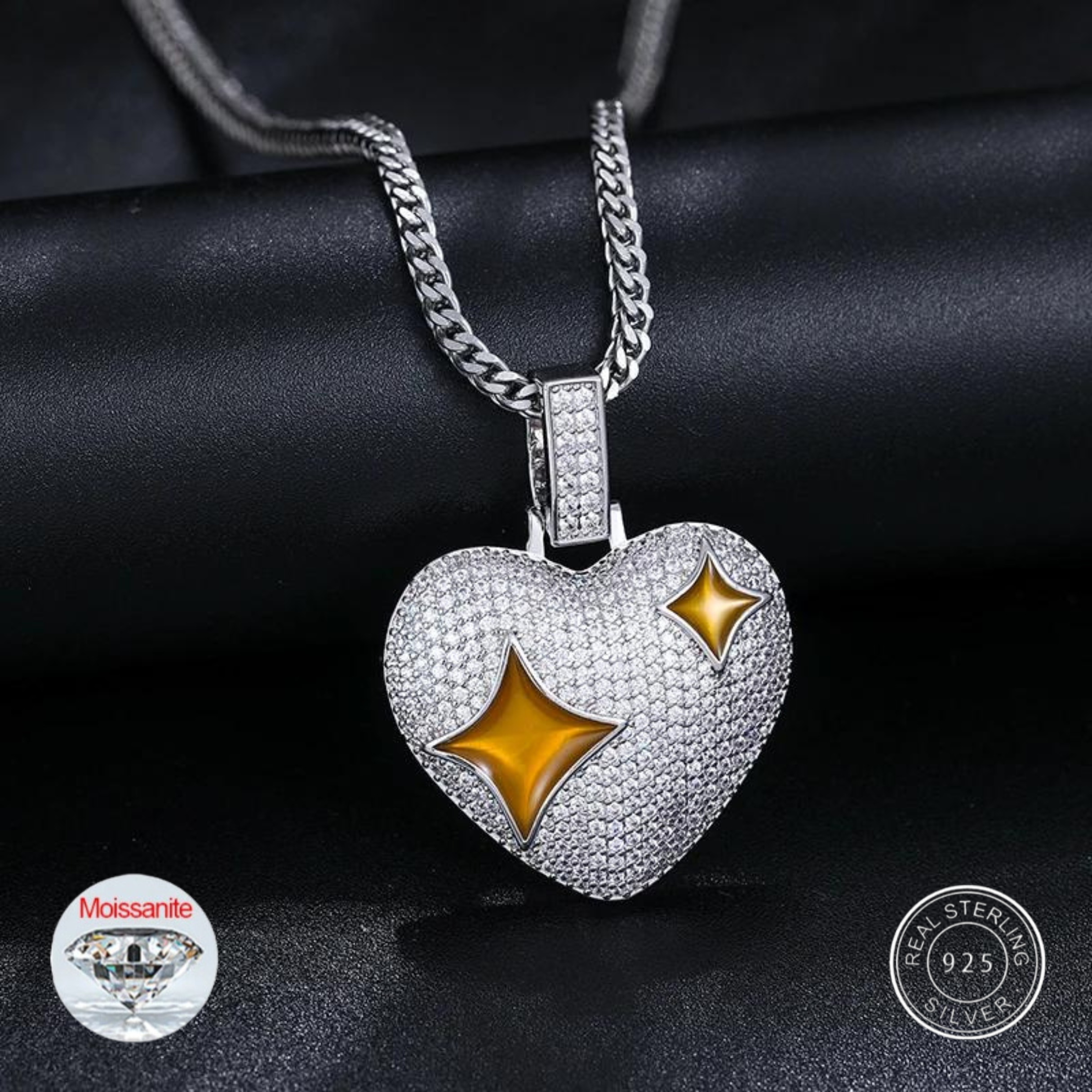 S925 Moissanite Bronze Diamond Heart Pendant - Icedgame & Co