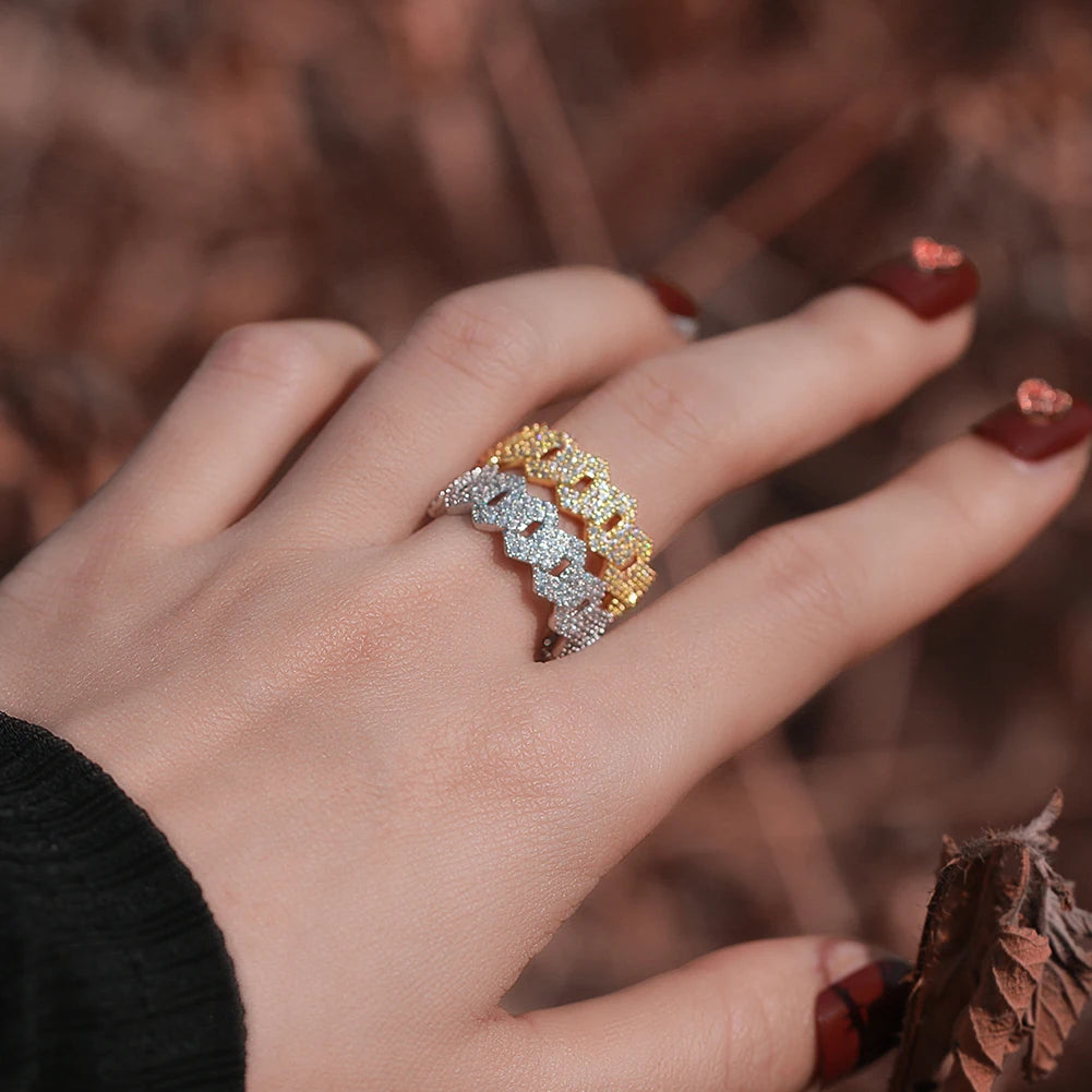 Cutie Iced Out Diamond Prong Cuban Ring