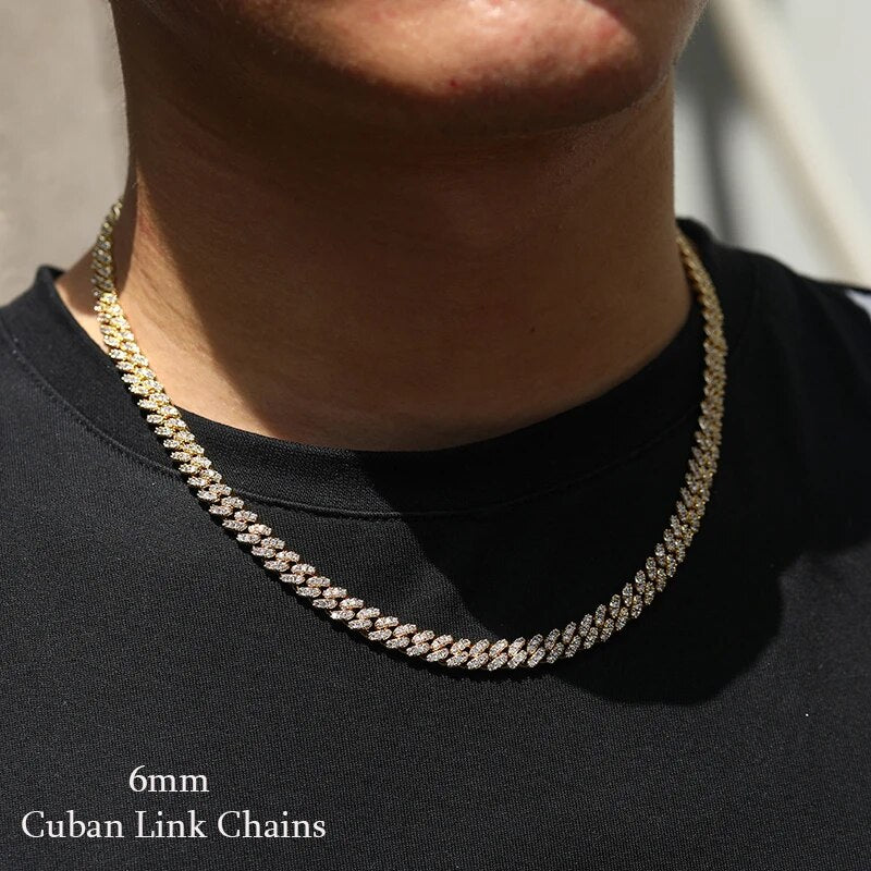 S925 Moissanite Diamond Cuban Link Necklace (Passes Diamond Tester)