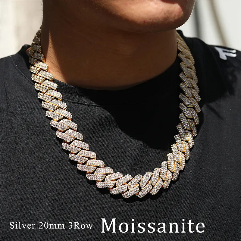 S925 Moissanite Diamond Cuban Link Necklace (Passes Diamond Tester)