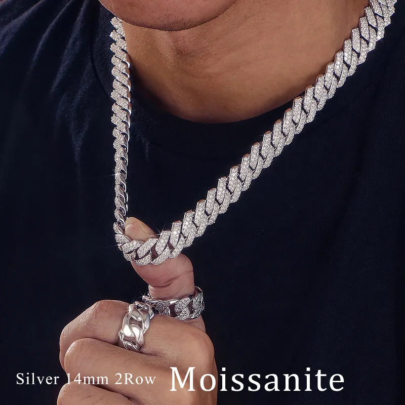 S925 Moissanite Diamond Cuban Link Necklace (Passes Diamond Tester)