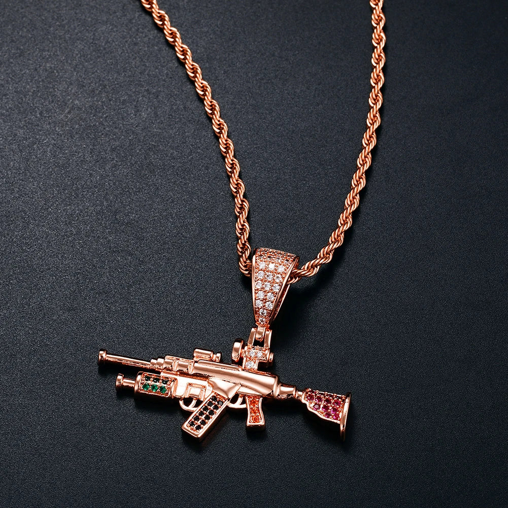 Assault Rifle Gun M4 Pendant Necklace