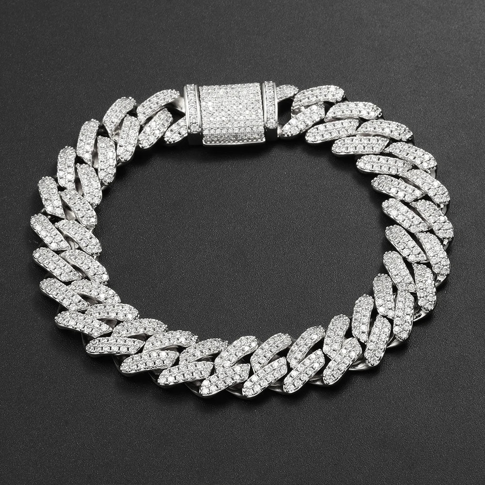 Bundle Deal Cuban Prong Link Bracelet & Tennis Bracelet - 8 inch