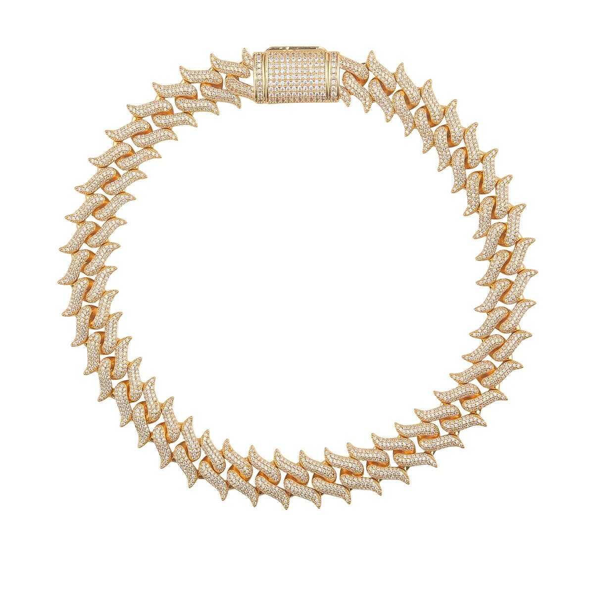 18MM SPIKED CUBAN LINK ICED-OUT DIAMOND NECKLACE CHAIN