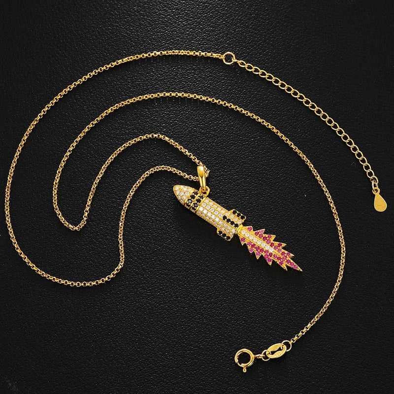 S925 Moissanite Missile Flame Pendant - Icedgame & Co