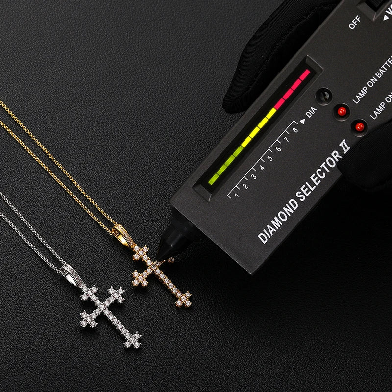 S925 Moissanite Square Celtic Cross Pendant - Icedgame & Co