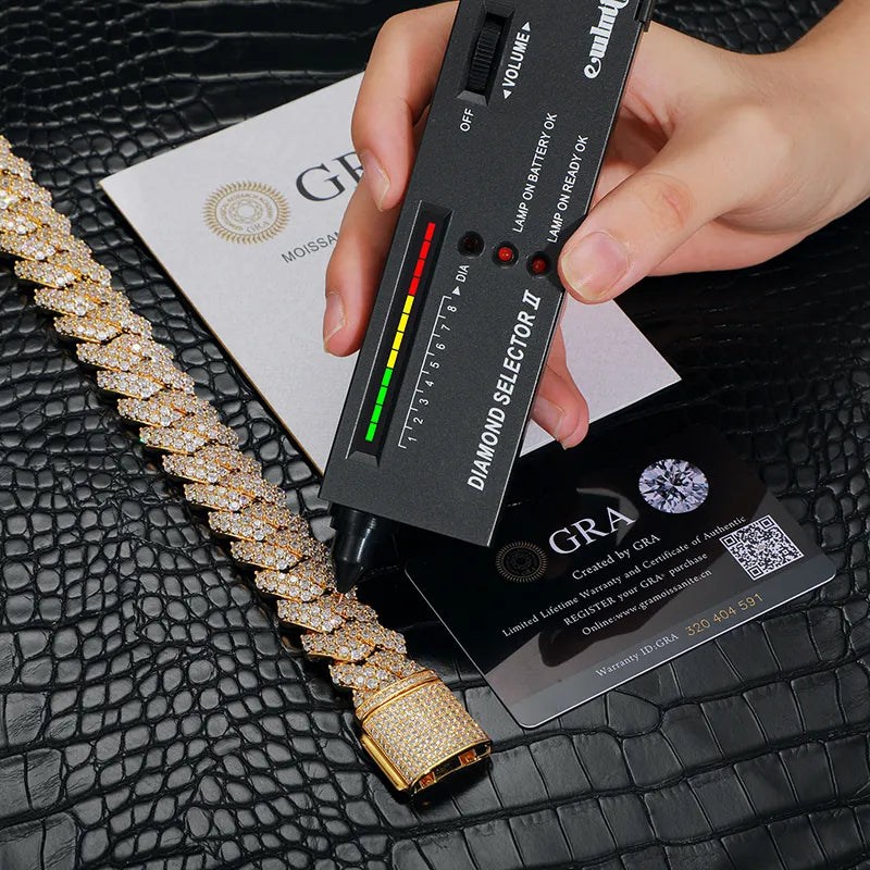 S925 Moissanite Diamond Cuban Link Necklace (Passes Diamond Tester)