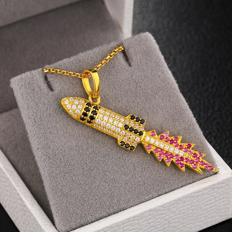 S925 Moissanite Missile Flame Pendant - Icedgame & Co