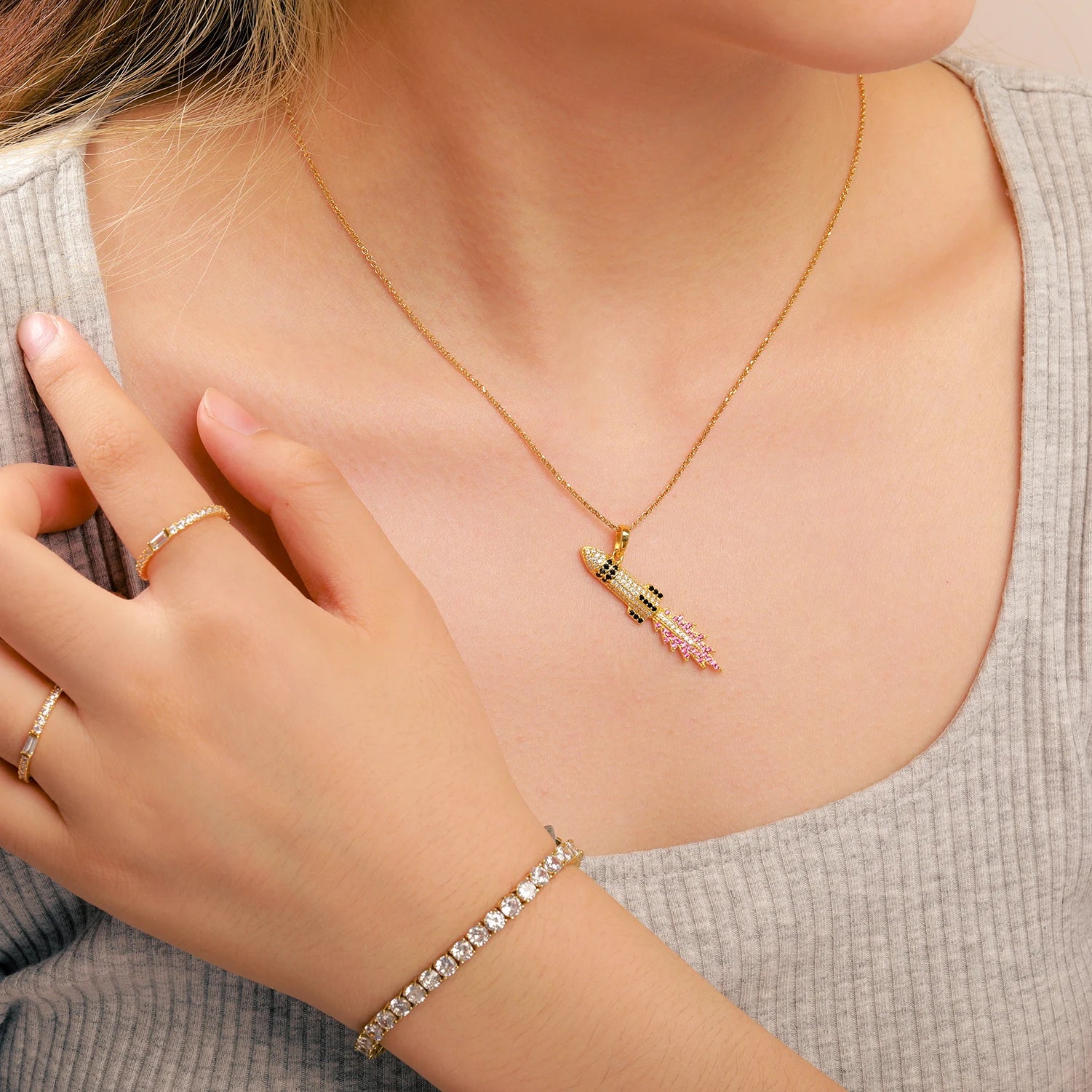 S925 Moissanite Missile Flame Pendant - Icedgame & Co
