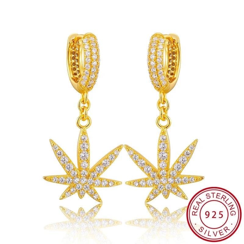 S925 Micro Magic Leaf Earrings