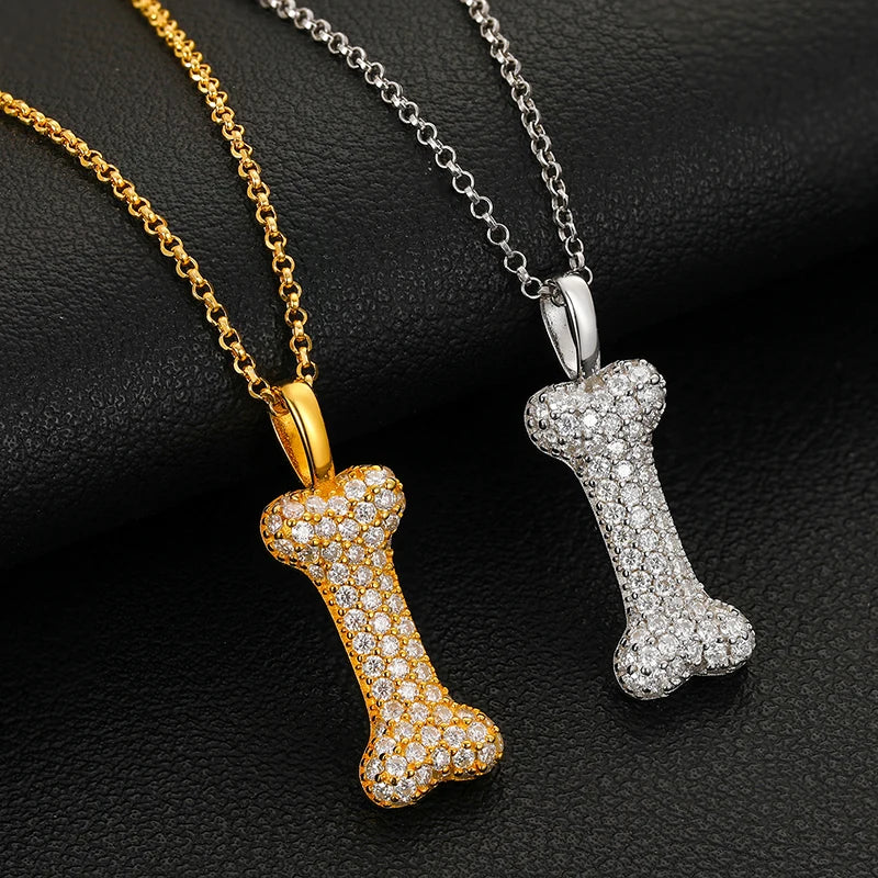 S925 Moissanite Bone Shaped Pendant - Icedgame & Co