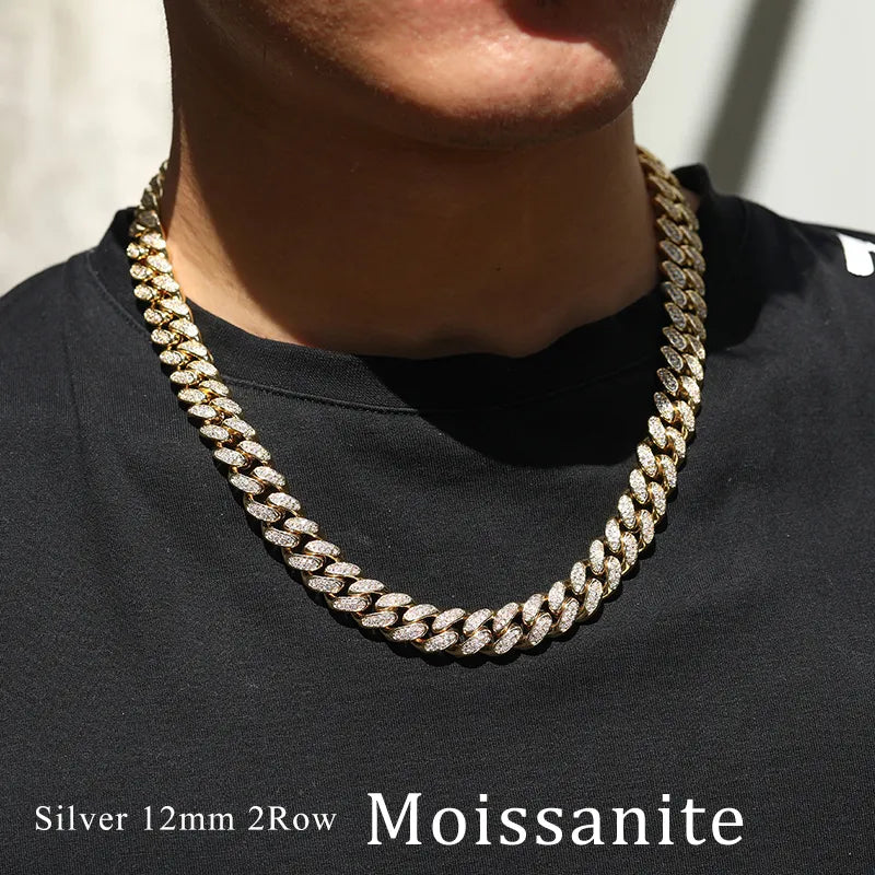 S925 Moissanite Diamond Cuban Link Necklace (Passes Diamond Tester)