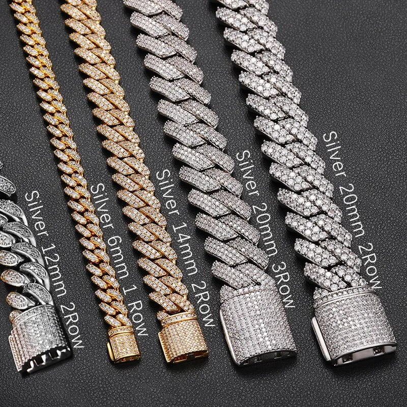 S925 Moissanite Diamond Cuban Link Necklace (Passes Diamond Tester)