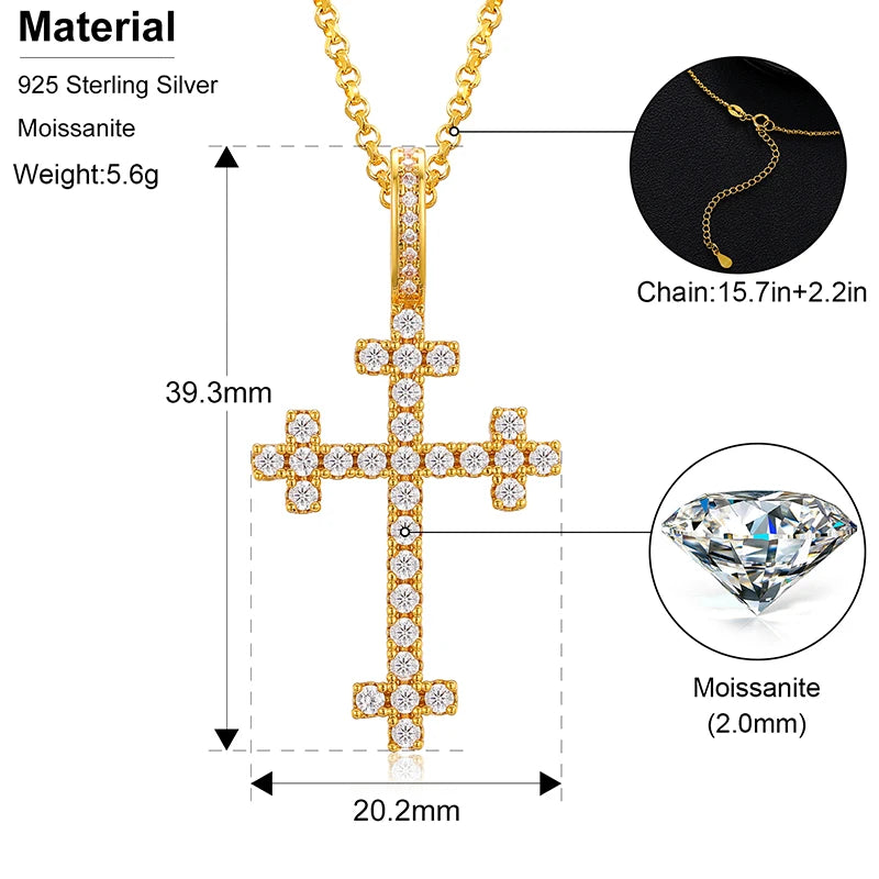 S925 Moissanite Square Celtic Cross Pendant - Icedgame & Co