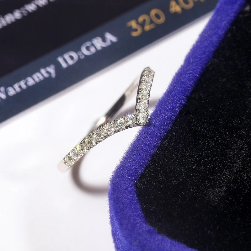 S925 Moissanite V Band Diamond Ring