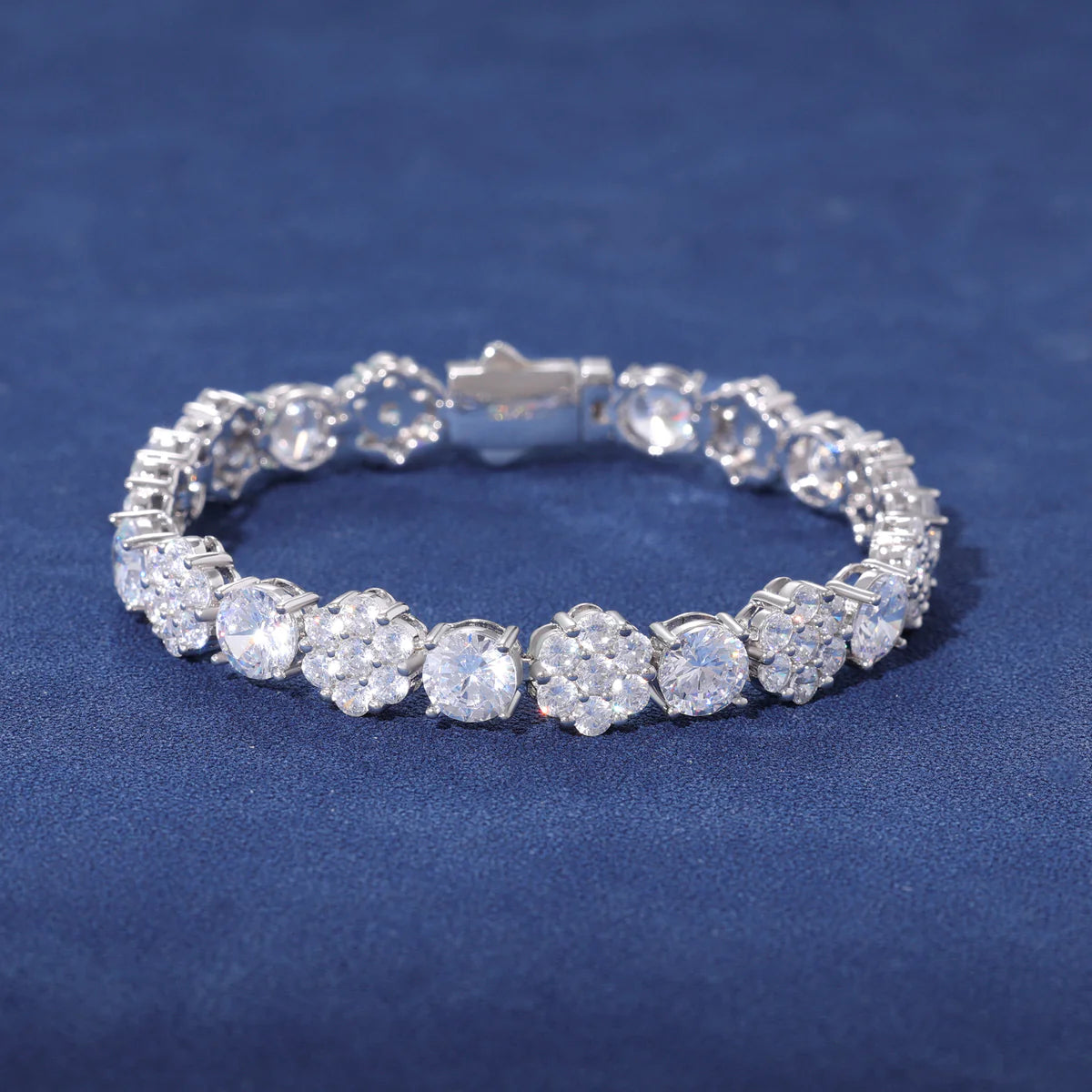 S925 Moissanite Flower Round Cut Diamond Bracelet