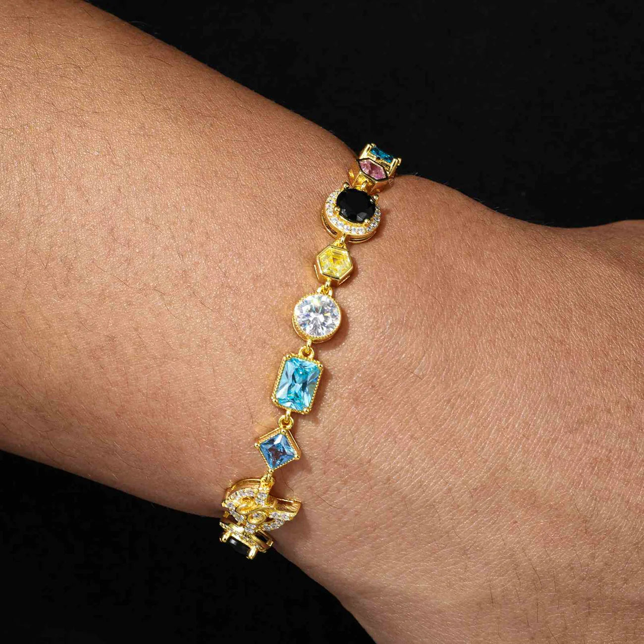 S925 Moissanite Colored Gemstone Tennis Bracelet - 12mm