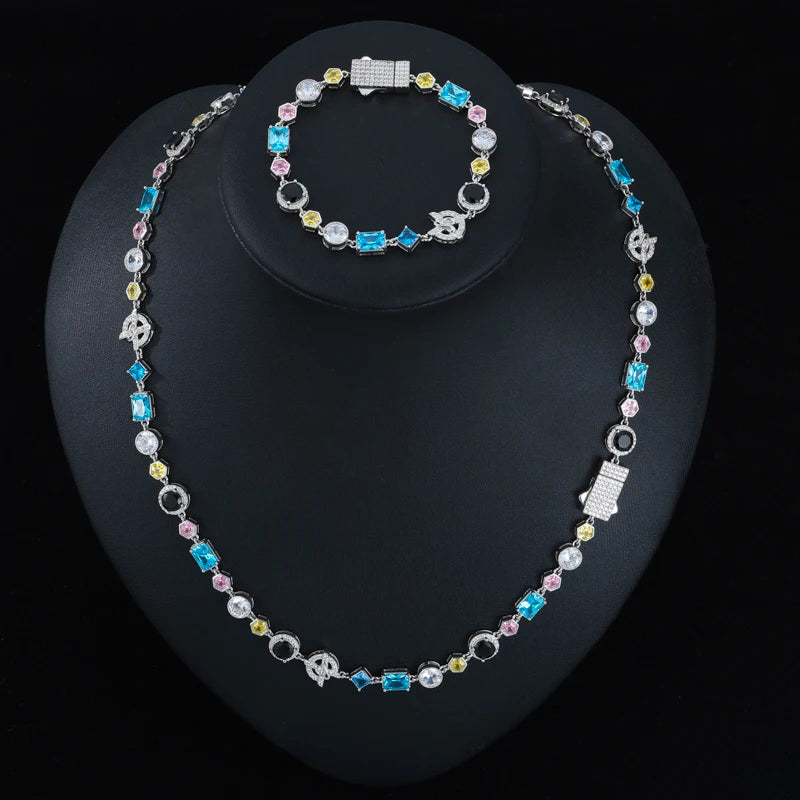 S925 Moissanite Colored Gemstone Tennis Bracelet - 12mm