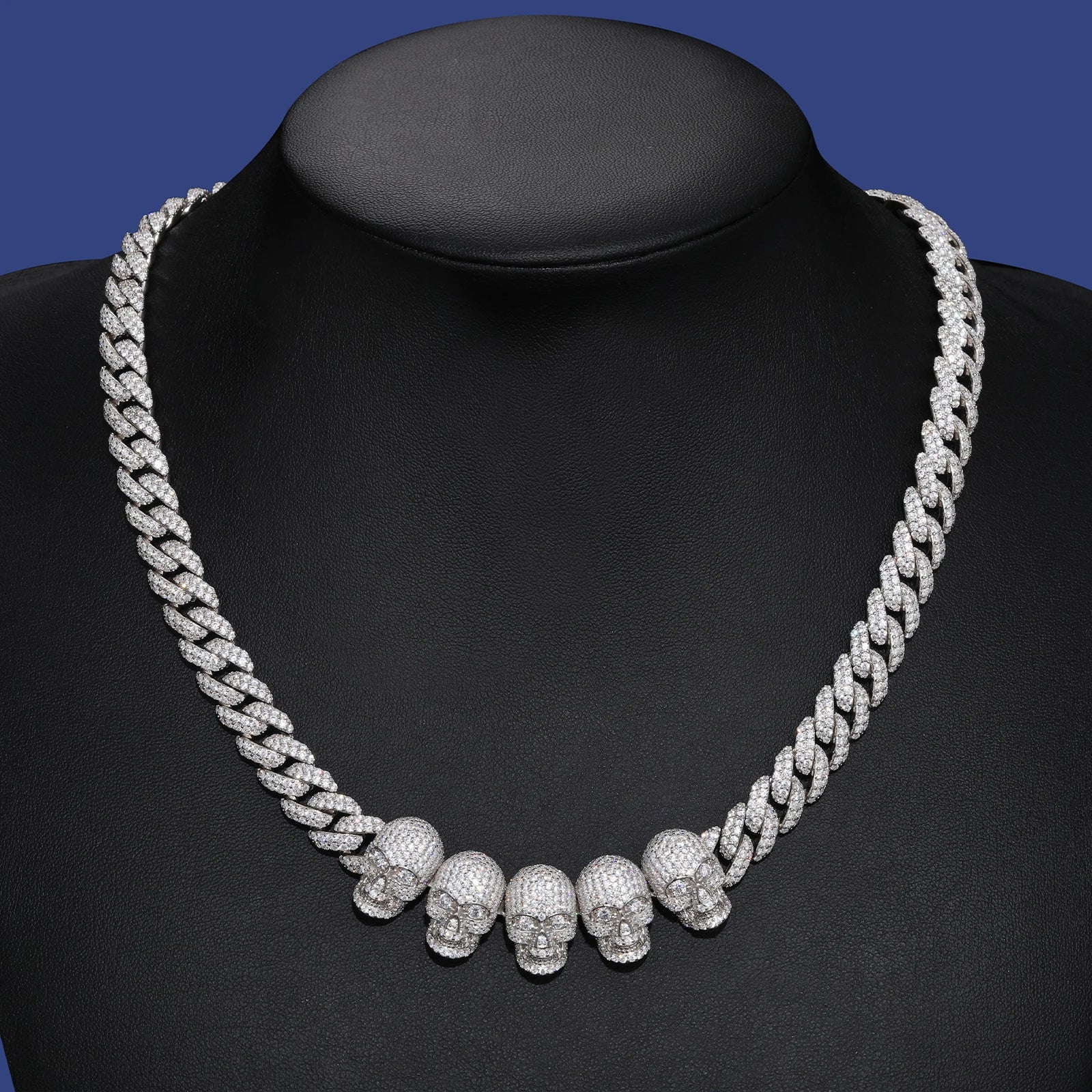 S925 VVS1 Moissanite Skull Link Necklace - 10mm - Icedgame & Co