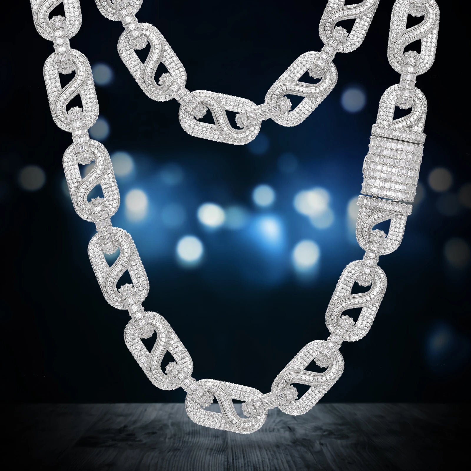 14mm S925 Moissanite Infinity Mariner Link Chain