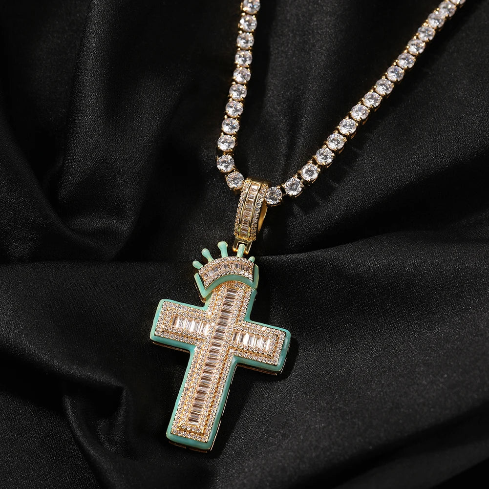 CROWN BAIL LAYERED LIMINOUS CROSS PENDANT