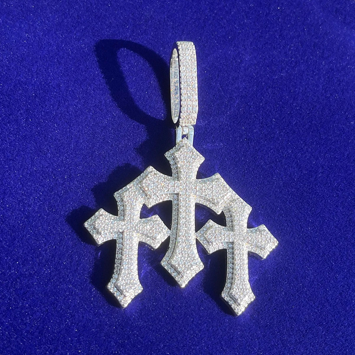 TRIPLE BAGUETTE CROSS PENDANT