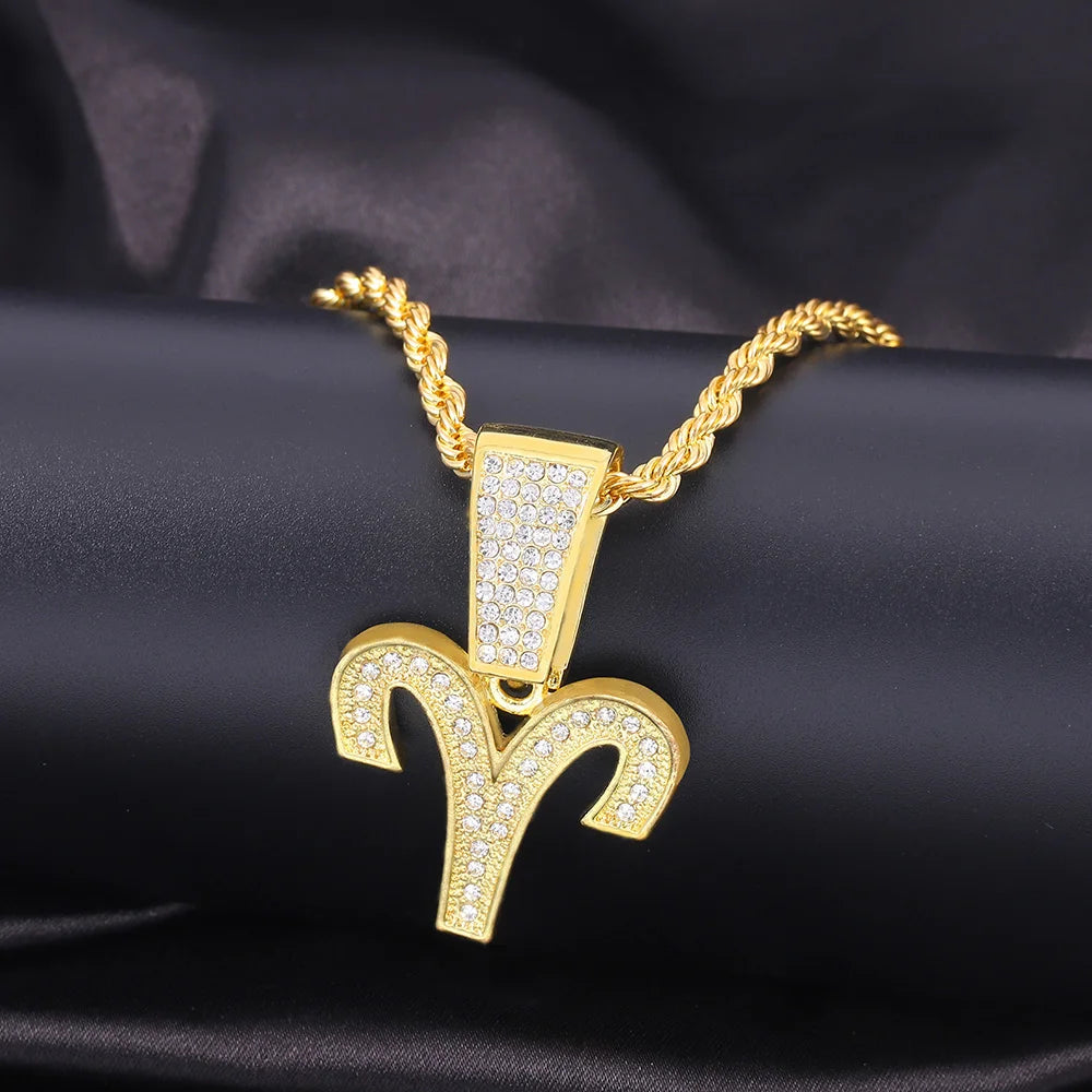 Iced Out Twelve Zodiac Diamond Pendant - Gold/Silver