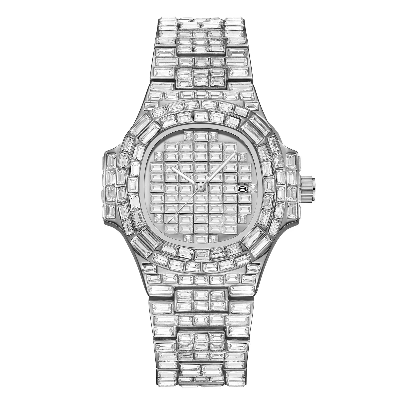 Iced Fully Baguette Diamond Watch