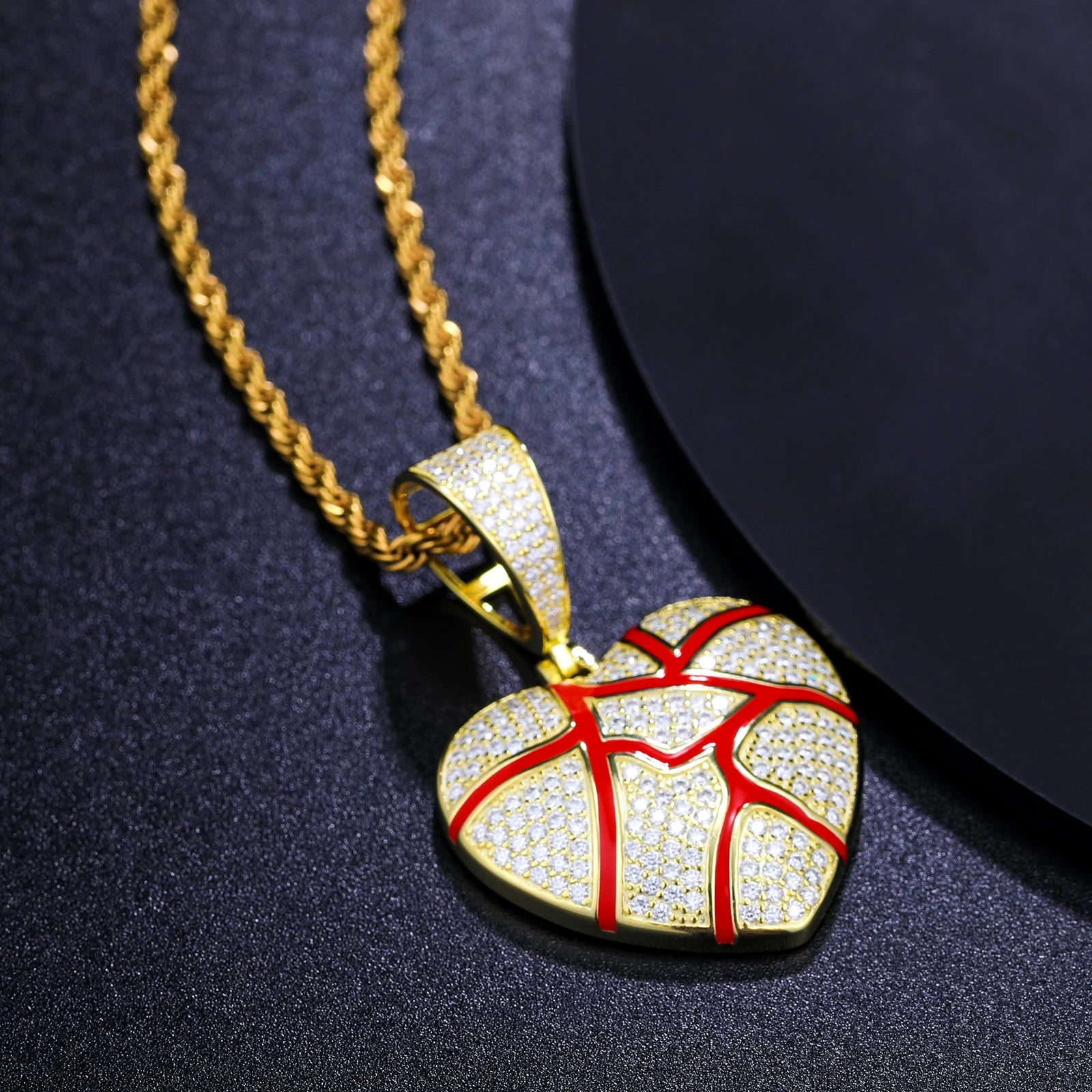 S925 Moissanite Red Enamel Heart Pendant - Icedgame & Co