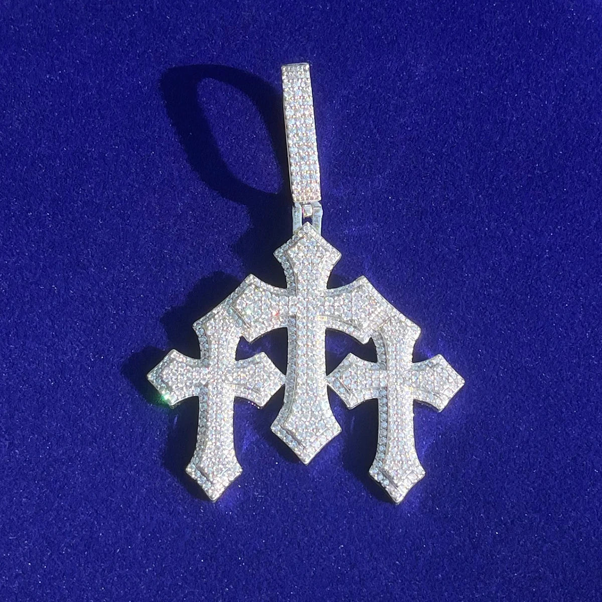 TRIPLE BAGUETTE CROSS PENDANT