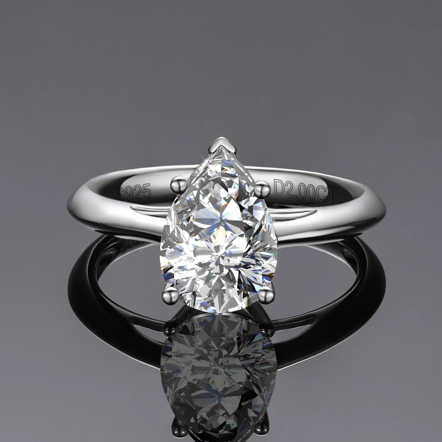 S925 Moissanite Pear Cut Diamond Ring