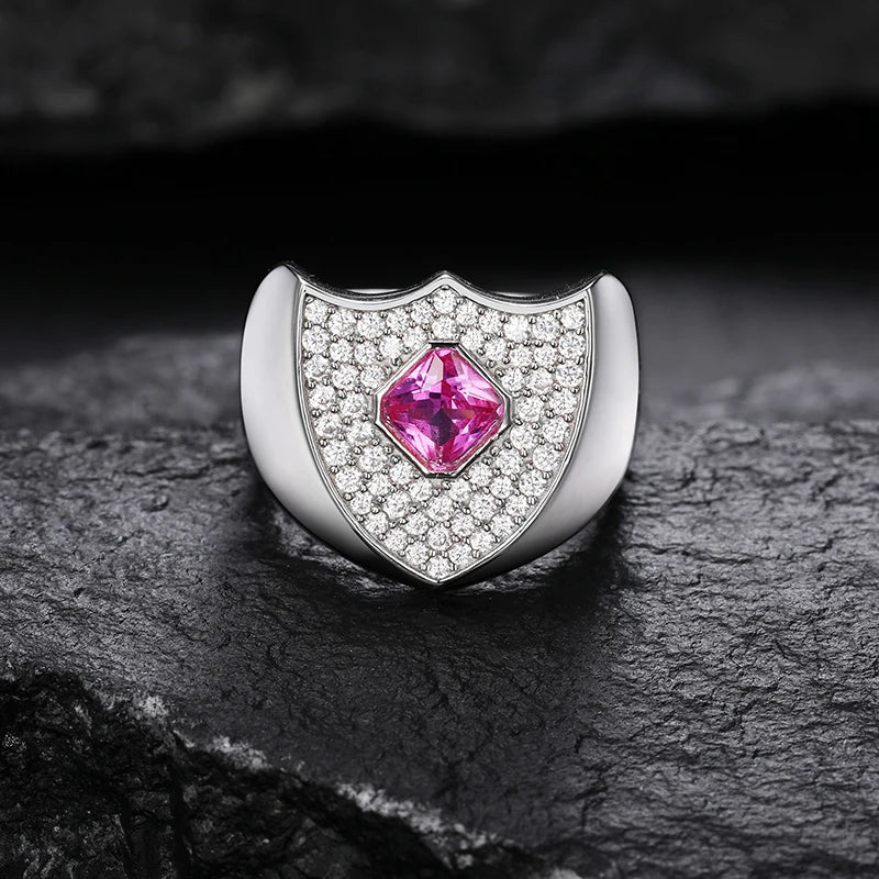 S925 MOISSANITE PINK DIAMOND SHIELD RING