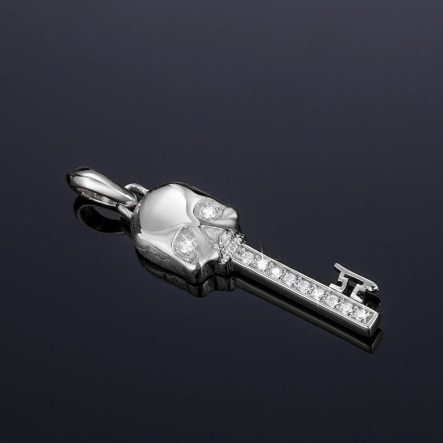 S925 Moissanite Skull Key Pendant - Icedgame & Co