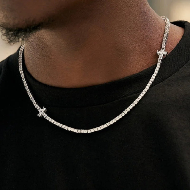 3MM Cleared-Baguette Cross Tennis Chain - Icedgame & Co