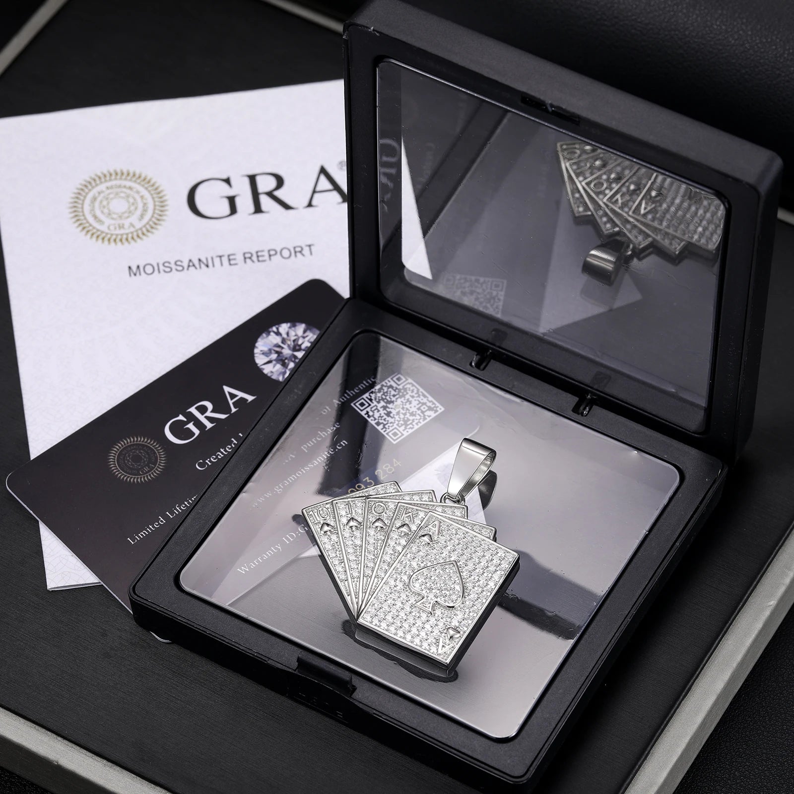 Silver 925 Moissanite Poker Lucky Ace Of Spades Pendant Necklace - Icedgame & Co