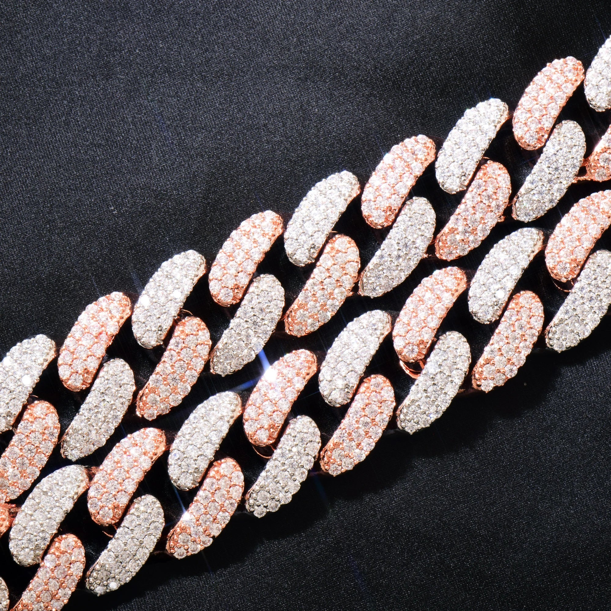 18mm Two-Tone Rose Gold Buckle Clasp Curb Cuban Chain - Icedgame & Co