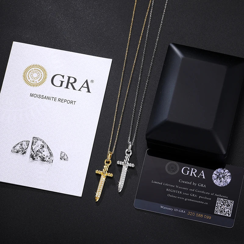 S925 Moissanite Vintage Sword Pendant - Icedgame & Co