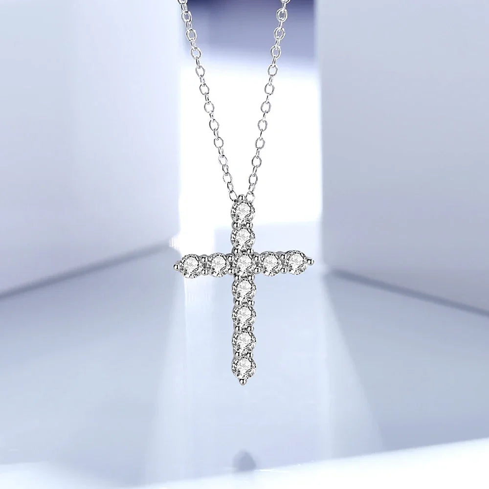 Women's S925 Moissanite Cross Pendant - 3mm 1.1 Carat