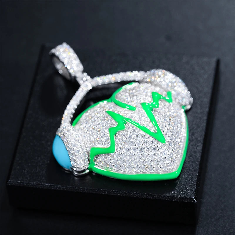 S925 Moissanite Luminous Heart With Earphone Pendant