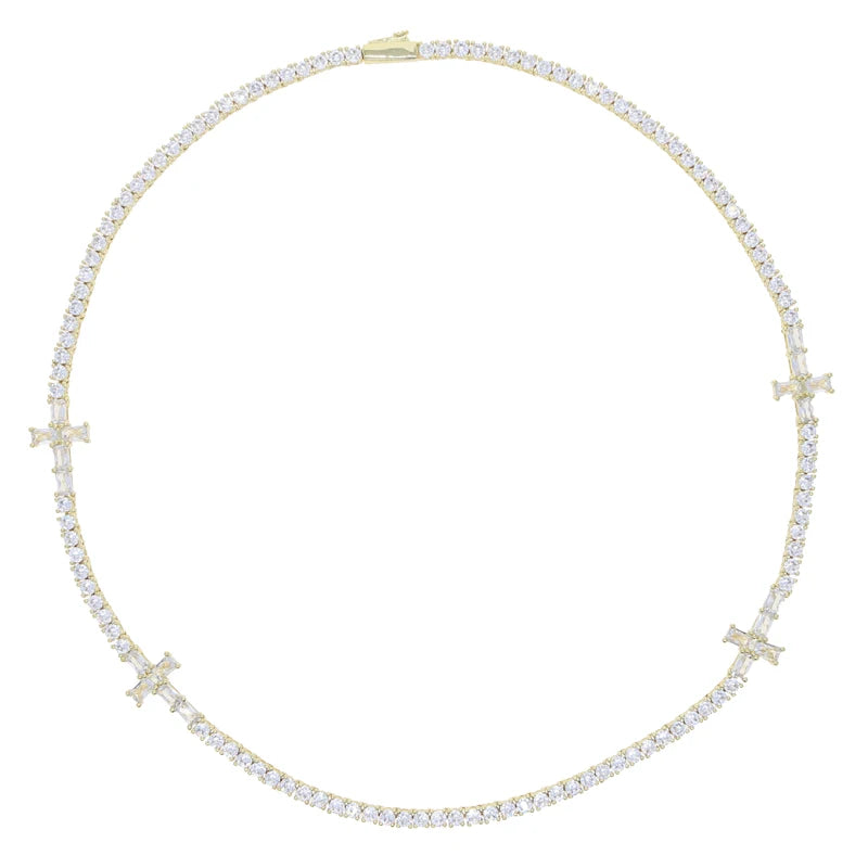 3MM Cleared-Baguette Cross Tennis Chain - Icedgame & Co