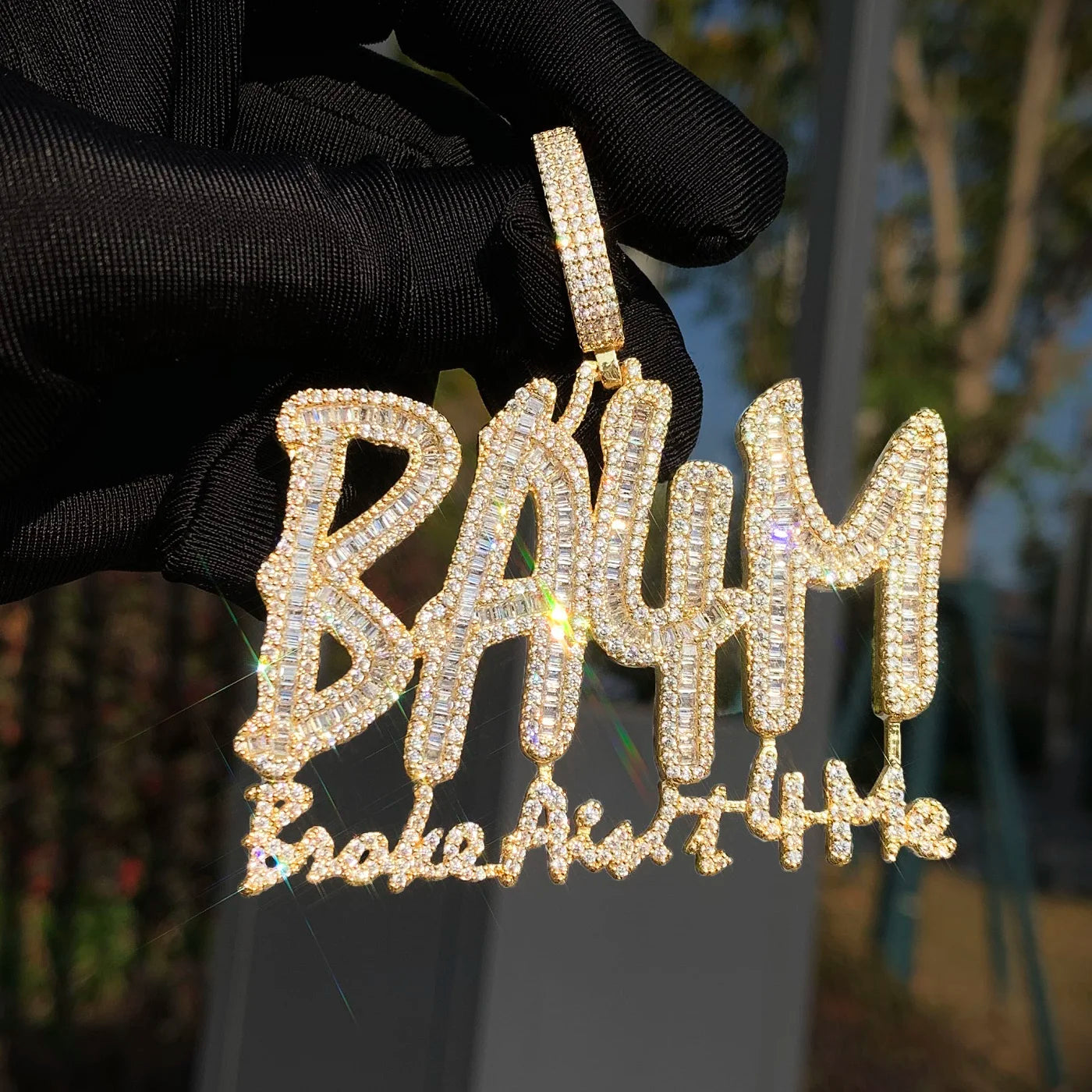 "Broke Ain't 4 Me" Letter Pendant Necklace