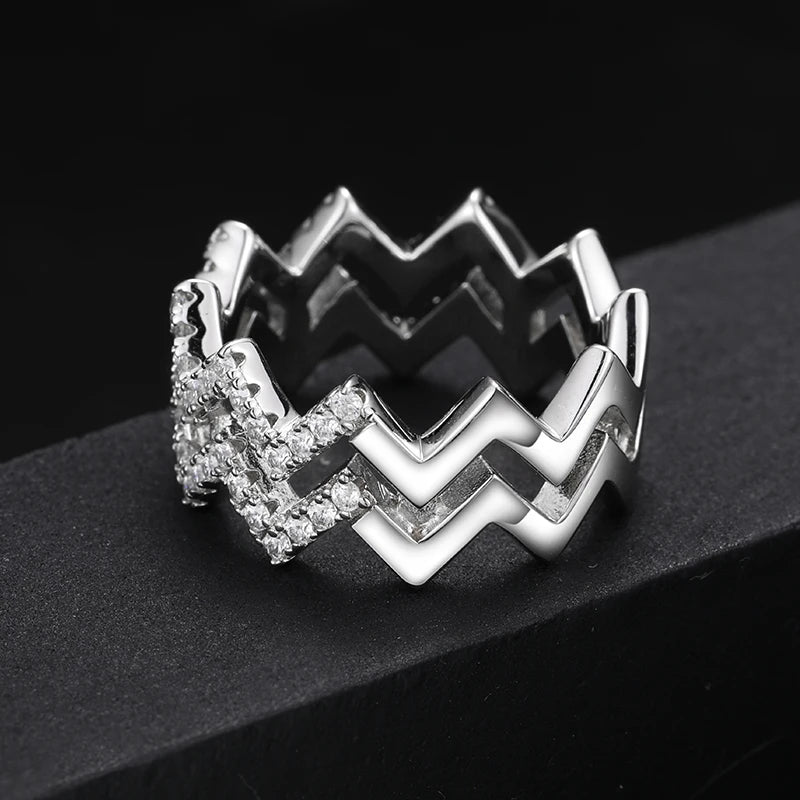 S925 Moissanite Zig Zag Ring