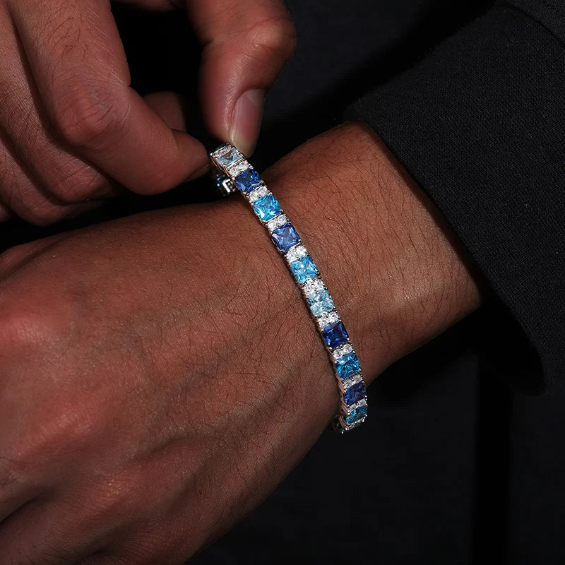 Blue Mixed Oval Cut Tennis Bracelet - 7.5mm