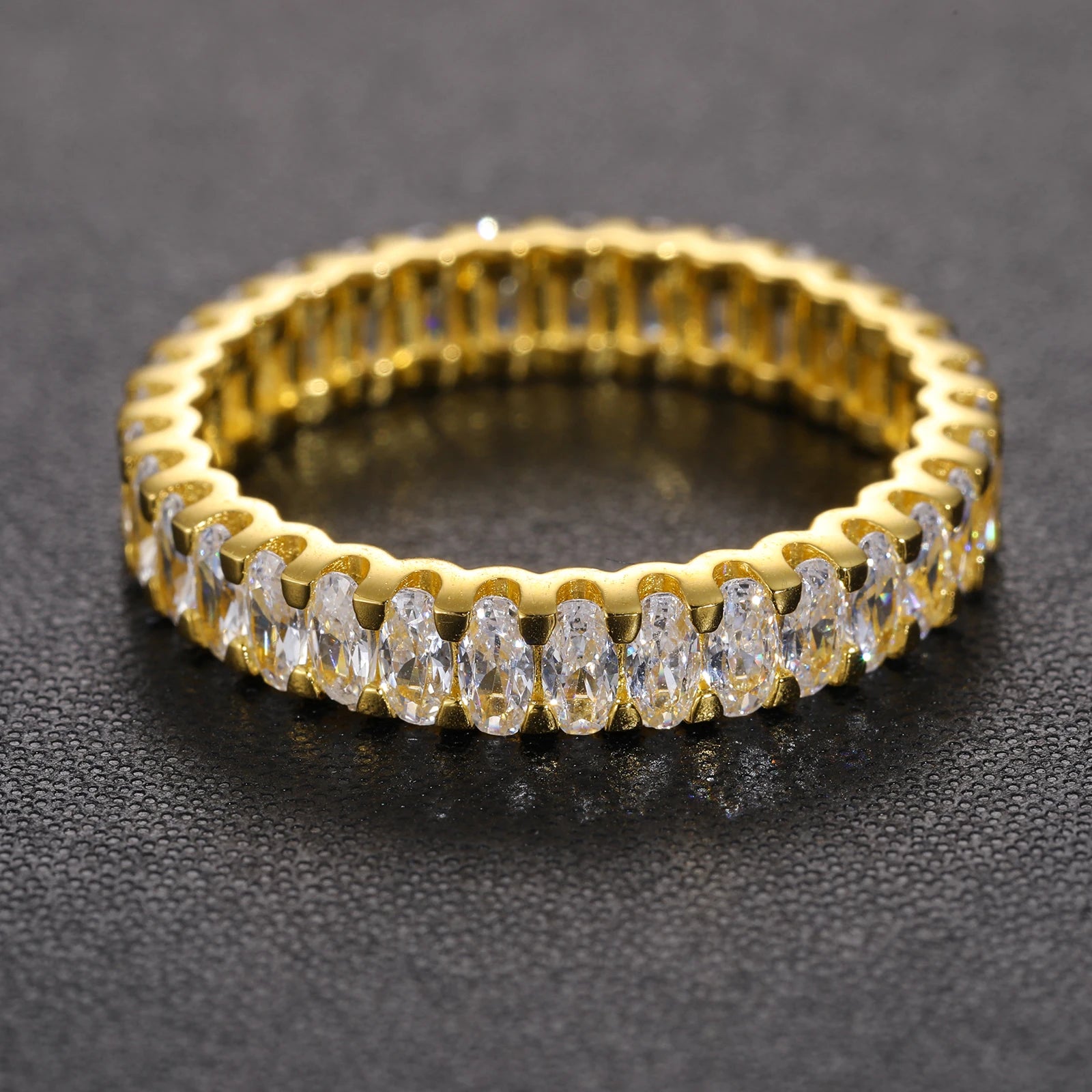 S925 Moissanite Oval Cut Eternity Band Ring